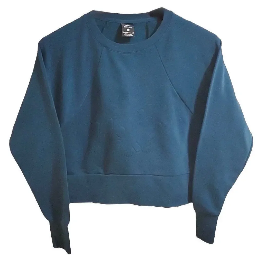 Nike Yoga Lux Teal Dri-Fit Cropped Pullover, Women's S